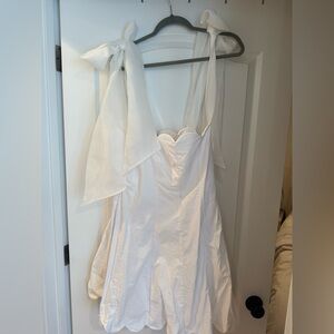 BHLDN White Dress with Scallop Edge and Bow-tie sleeves